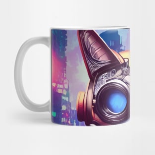 Techno Cat In Japan Neon City Mug